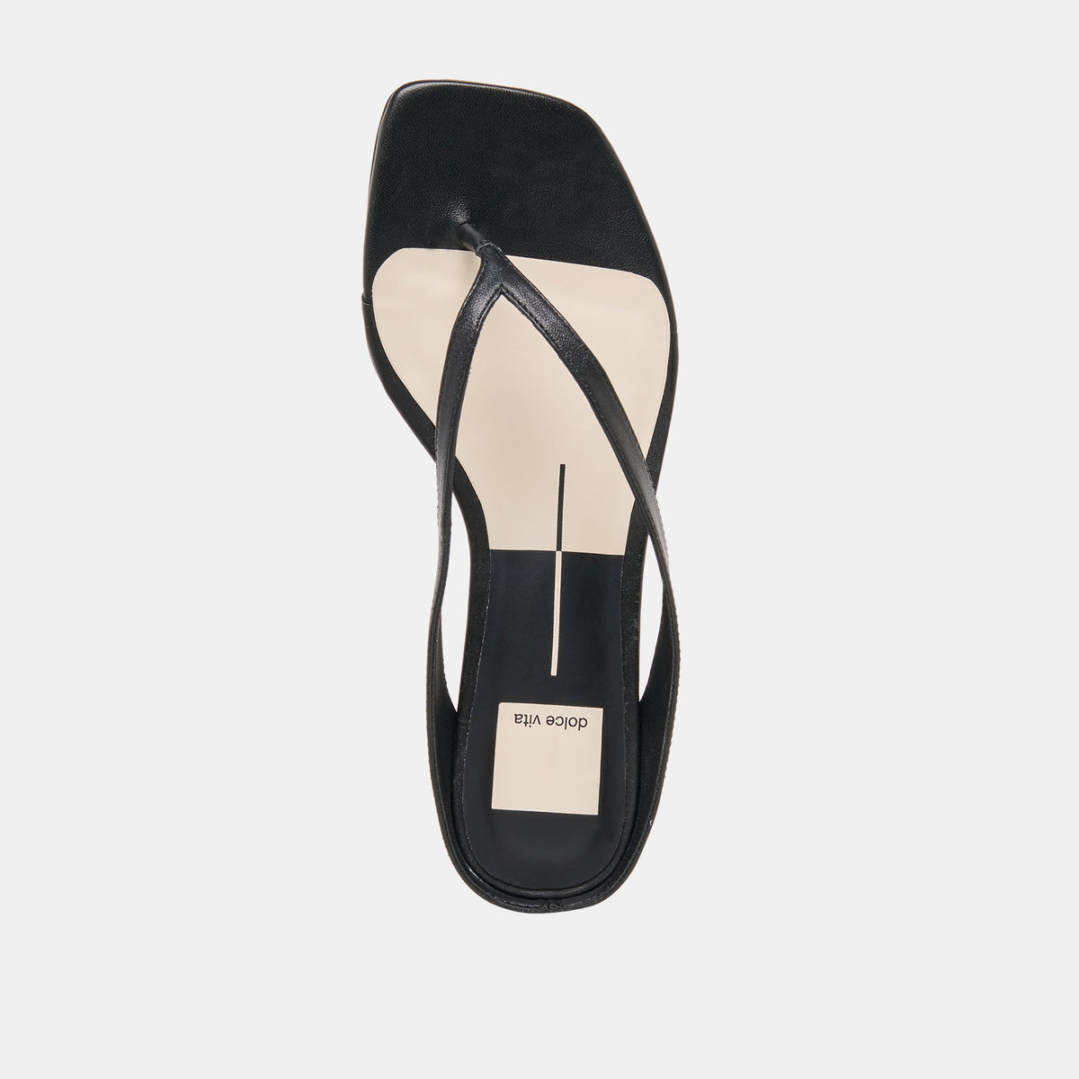 Dolce Vita SHOES GIZEL Black Leather Thong Square-Toe Sandals