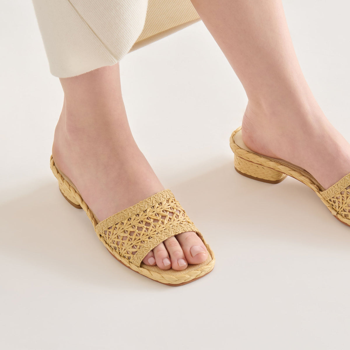 Dolce Vita SHOES Dixi Lt Natural Cross Hatch Raffia Sandals