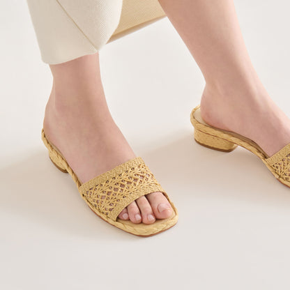 Dolce Vita SHOES Dixi Lt Natural Cross Hatch Raffia Sandals