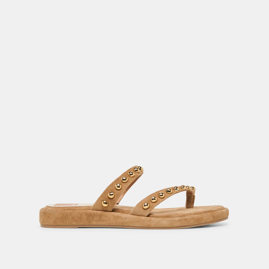 Dolce Vita SHOES Amary Stud Lt Brown Suede Sandals