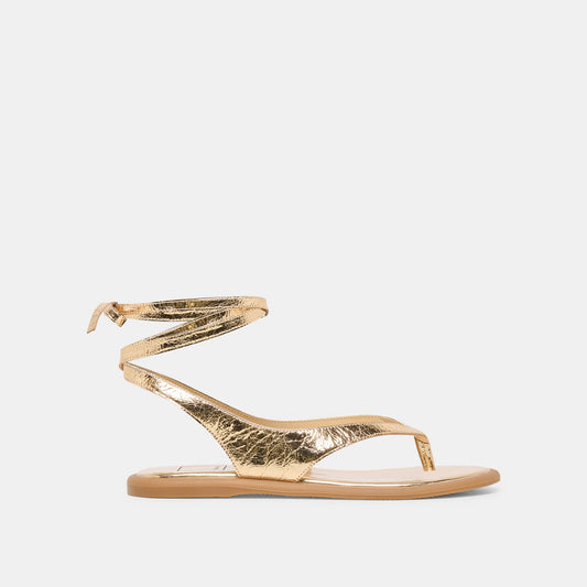Dolce Vita SHOES Jayden Gold Distressed Leather Sandals