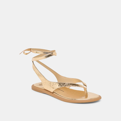 Dolce Vita SHOES Jayden Gold Distressed Leather Sandals