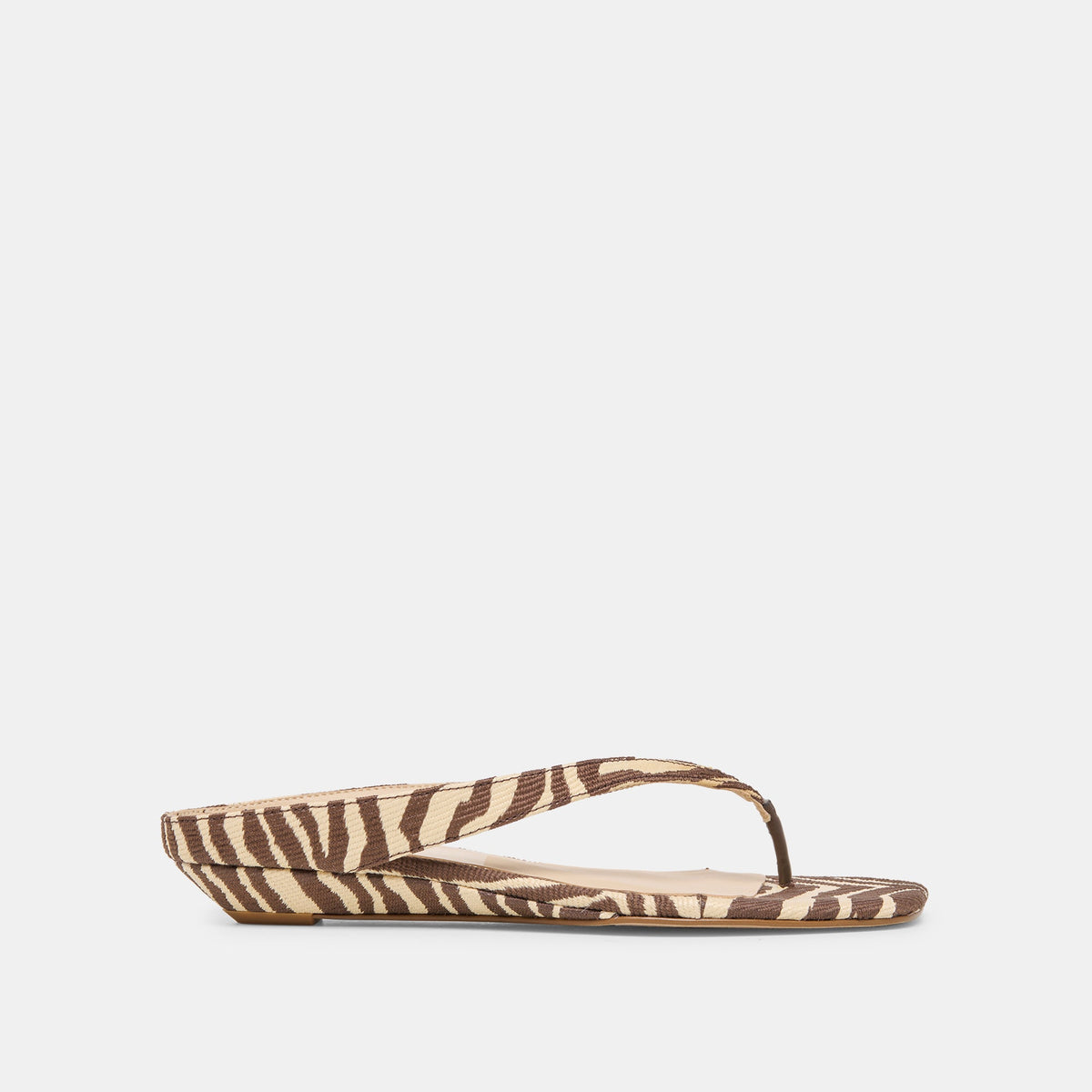 Dolce Vita SHOES GIZEL Beige Zebra Raffia Thong Square-Toe Sandals