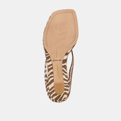 Dolce Vita SHOES GIZEL Beige Zebra Raffia Thong Square-Toe Sandals