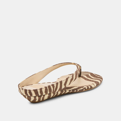 Dolce Vita SHOES GIZEL Beige Zebra Raffia Thong Square-Toe Sandals