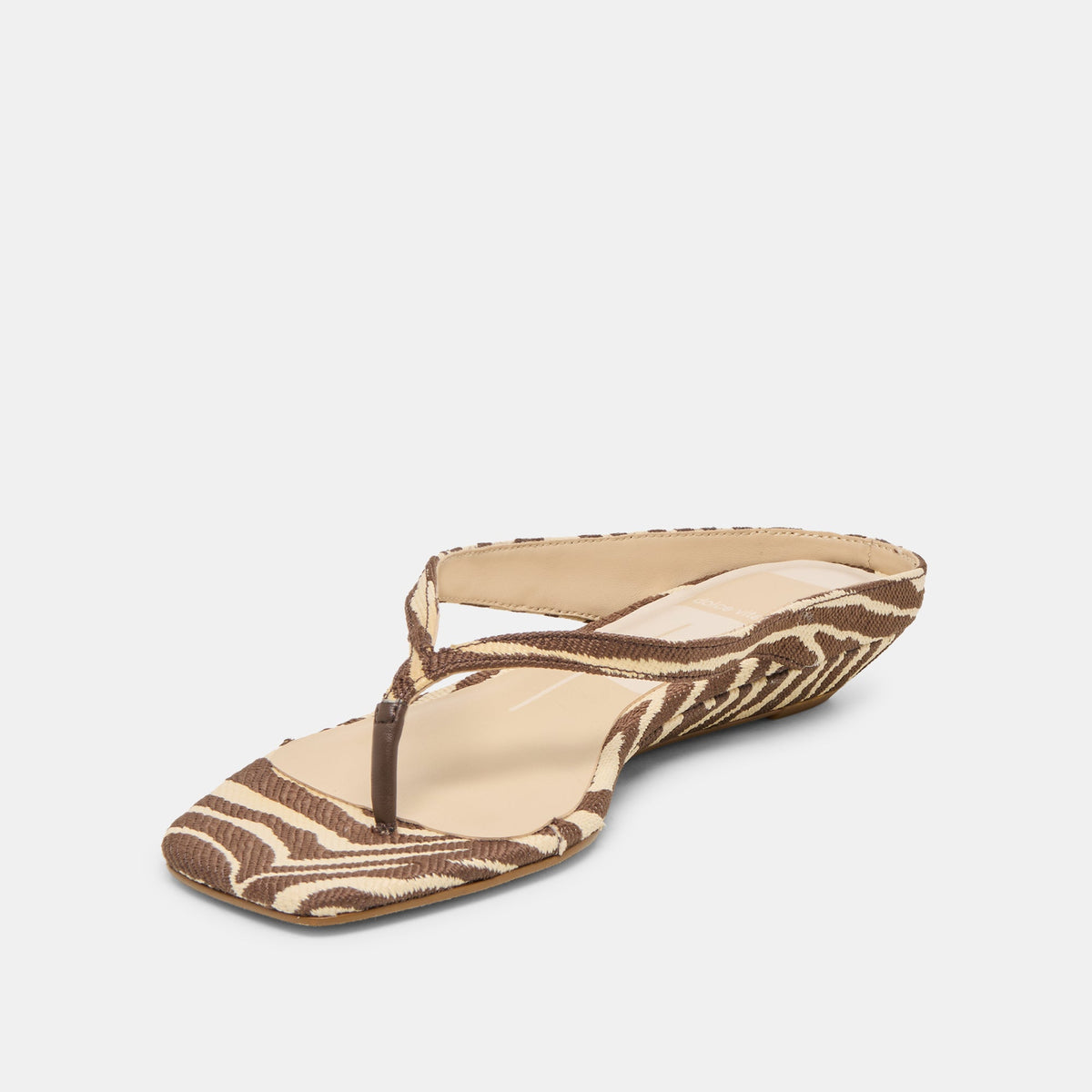 Dolce Vita SHOES GIZEL Beige Zebra Raffia Thong Square-Toe Sandals