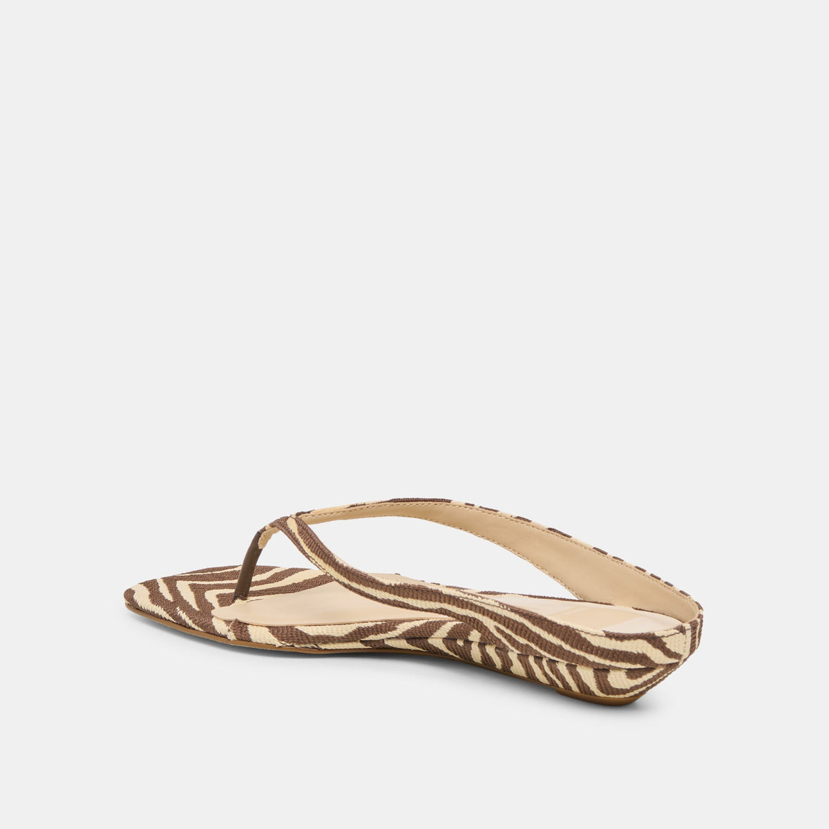 Dolce Vita SHOES GIZEL Beige Zebra Raffia Thong Square-Toe Sandals