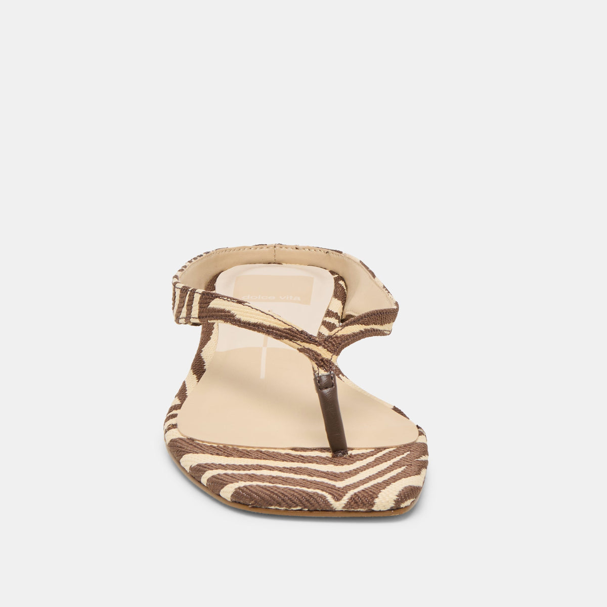 Dolce Vita SHOES GIZEL Beige Zebra Raffia Thong Square-Toe Sandals