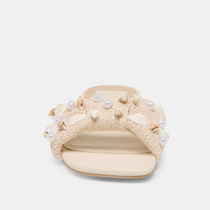 Dolce Vita SHOES Lizza Oatmeal Beaded Raffia Sandals