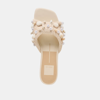 Dolce Vita SHOES Lizza Oatmeal Beaded Raffia Sandals
