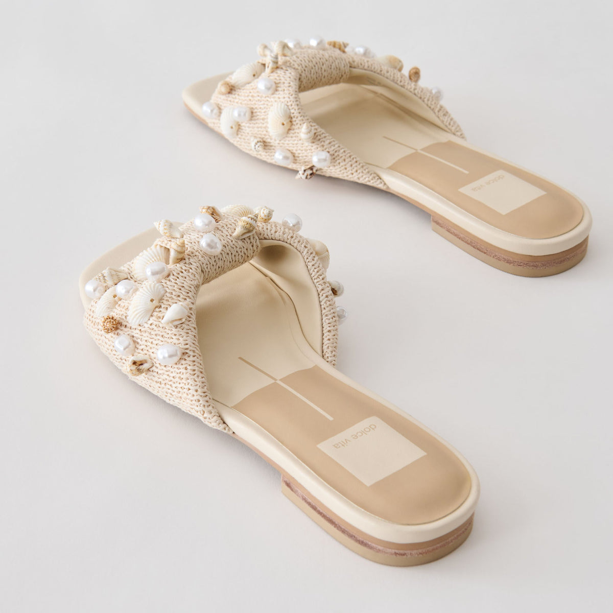 Dolce Vita SHOES Lizza Oatmeal Beaded Raffia Sandals