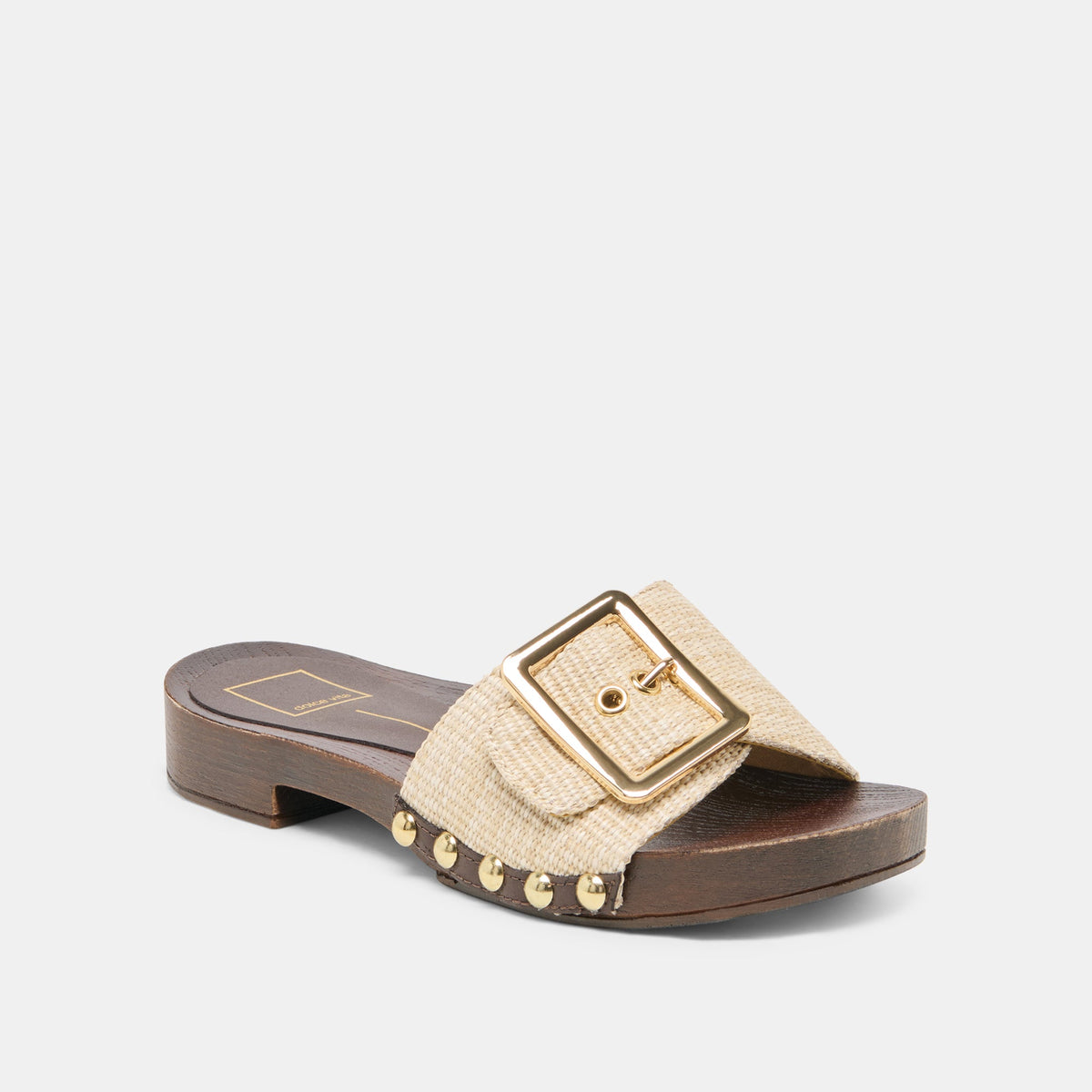 Dolce Vita SHOES SHERY Natural Raffia Open-Toe Buckle Wood Sole Sandals