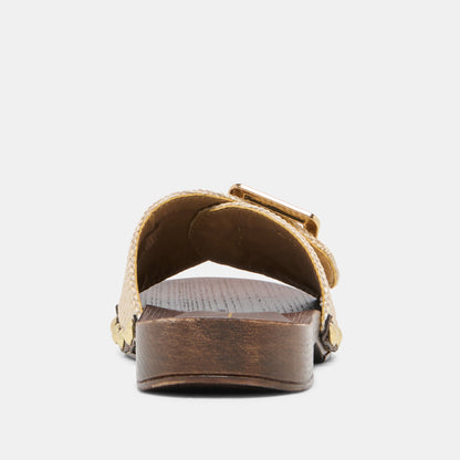 Dolce Vita SHOES SHERY Natural Raffia Open-Toe Buckle Wood Sole Sandals