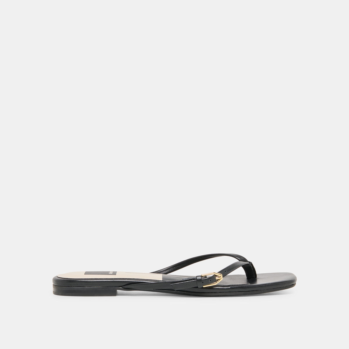 Dolce Vita SHOES MALTA Black Leather Buckle Flip-Flop Sandals