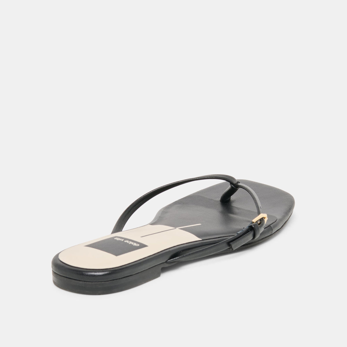 Dolce Vita SHOES MALTA Black Leather Buckle Flip-Flop Sandals