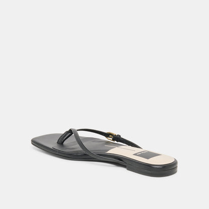 Dolce Vita SHOES MALTA Black Leather Buckle Flip-Flop Sandals