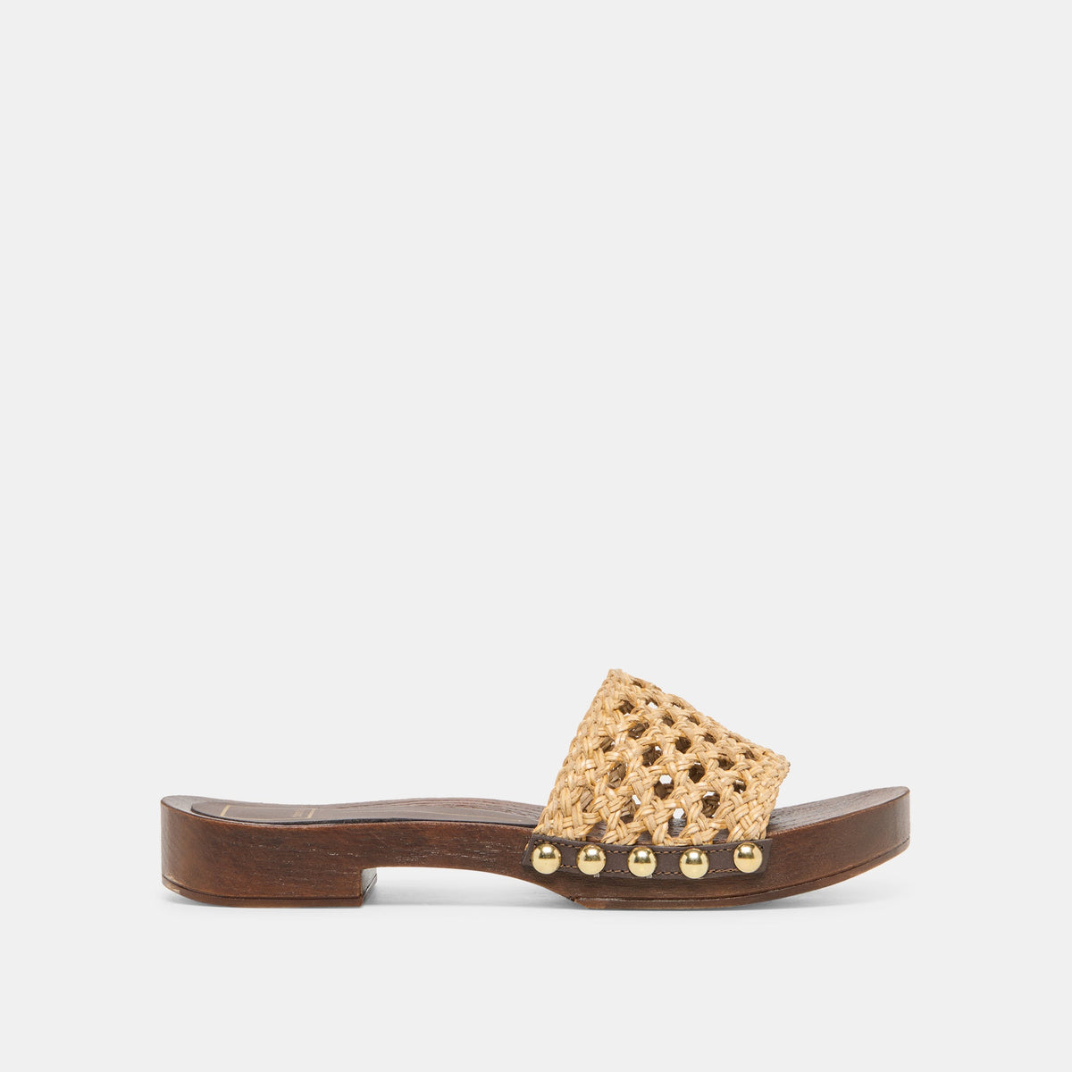 Dolce Vita SHOES SADIE Tan Raffia Wood Sole Open-Toe Sandals