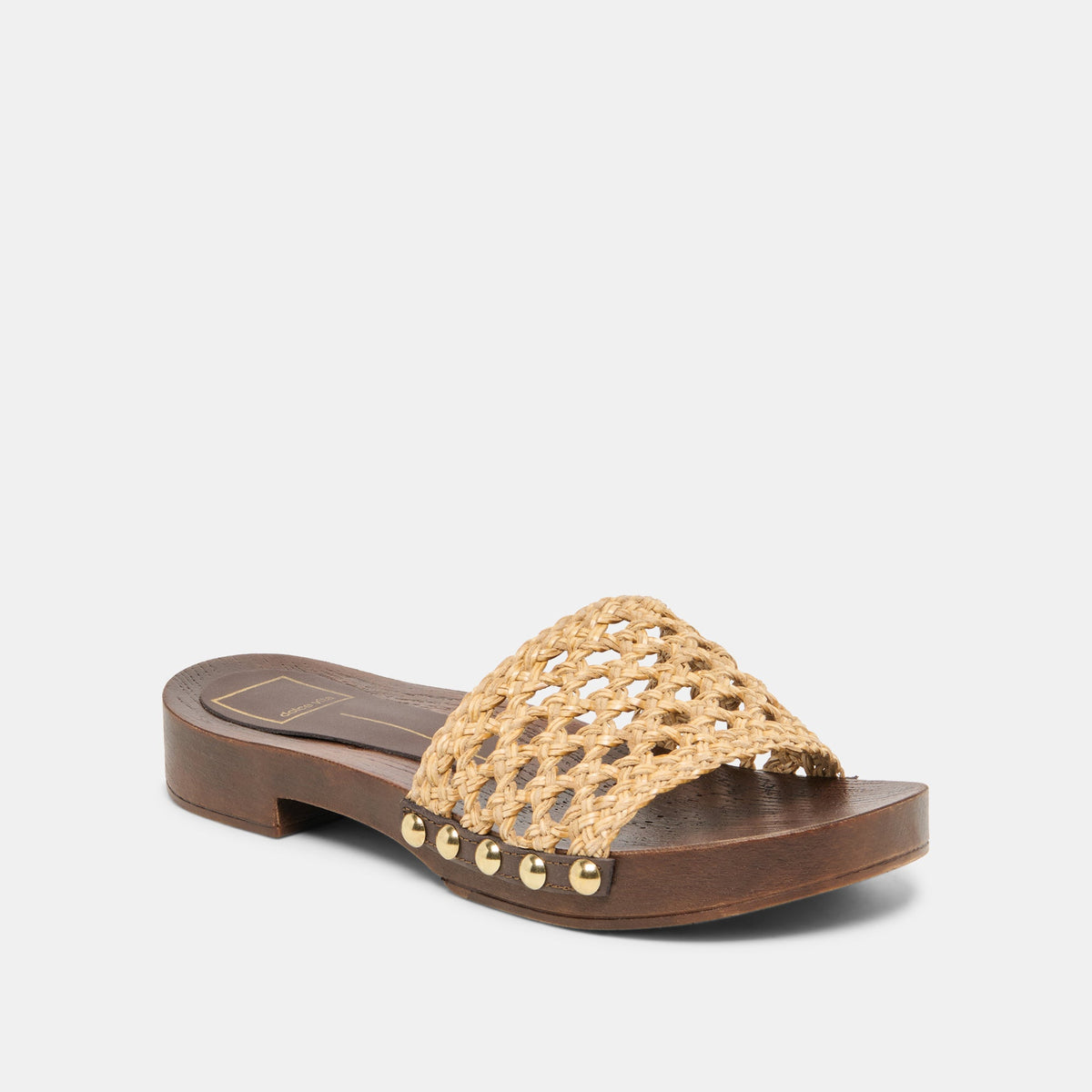 Dolce Vita SHOES SADIE Tan Raffia Wood Sole Open-Toe Sandals