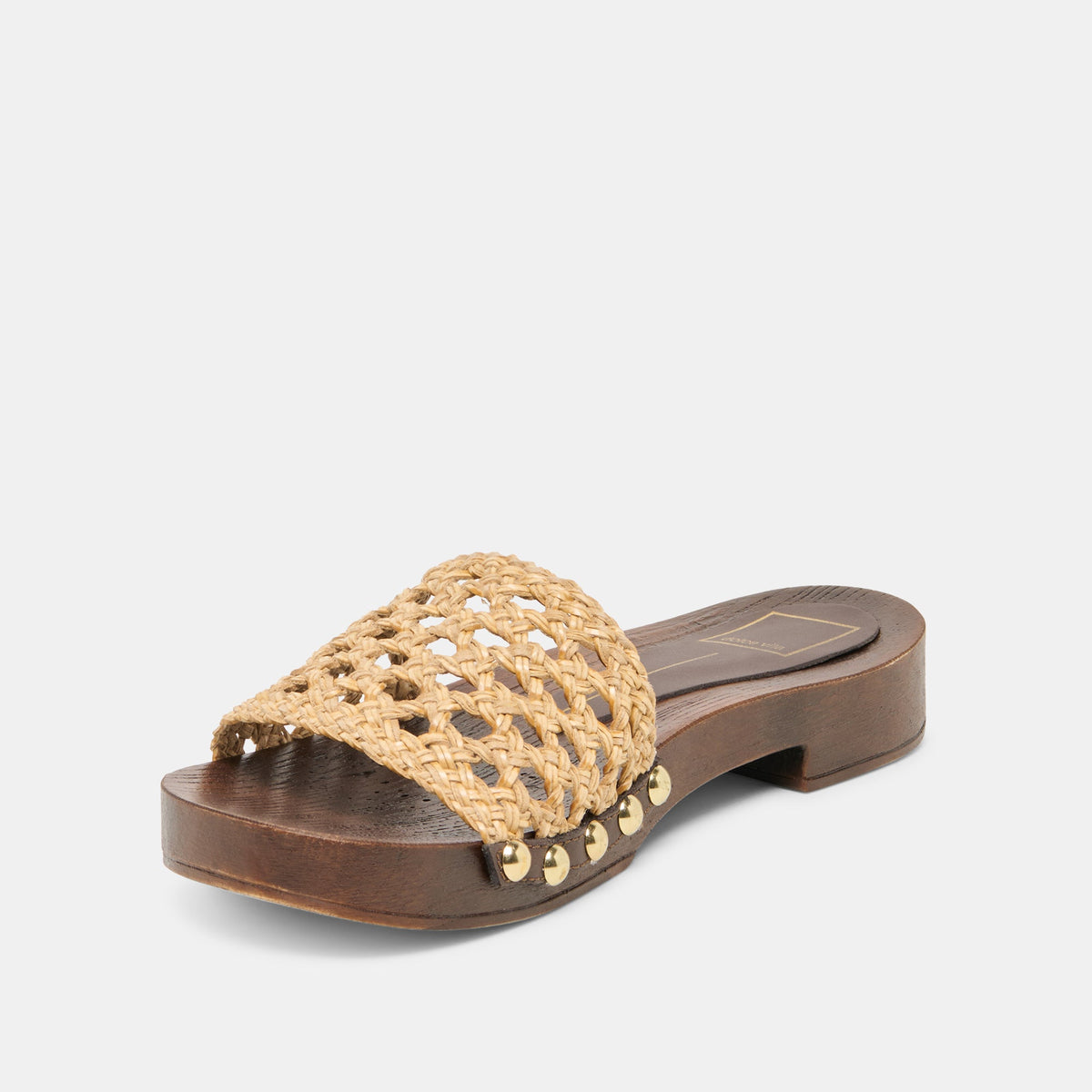 Dolce Vita SHOES SADIE Tan Raffia Wood Sole Open-Toe Sandals