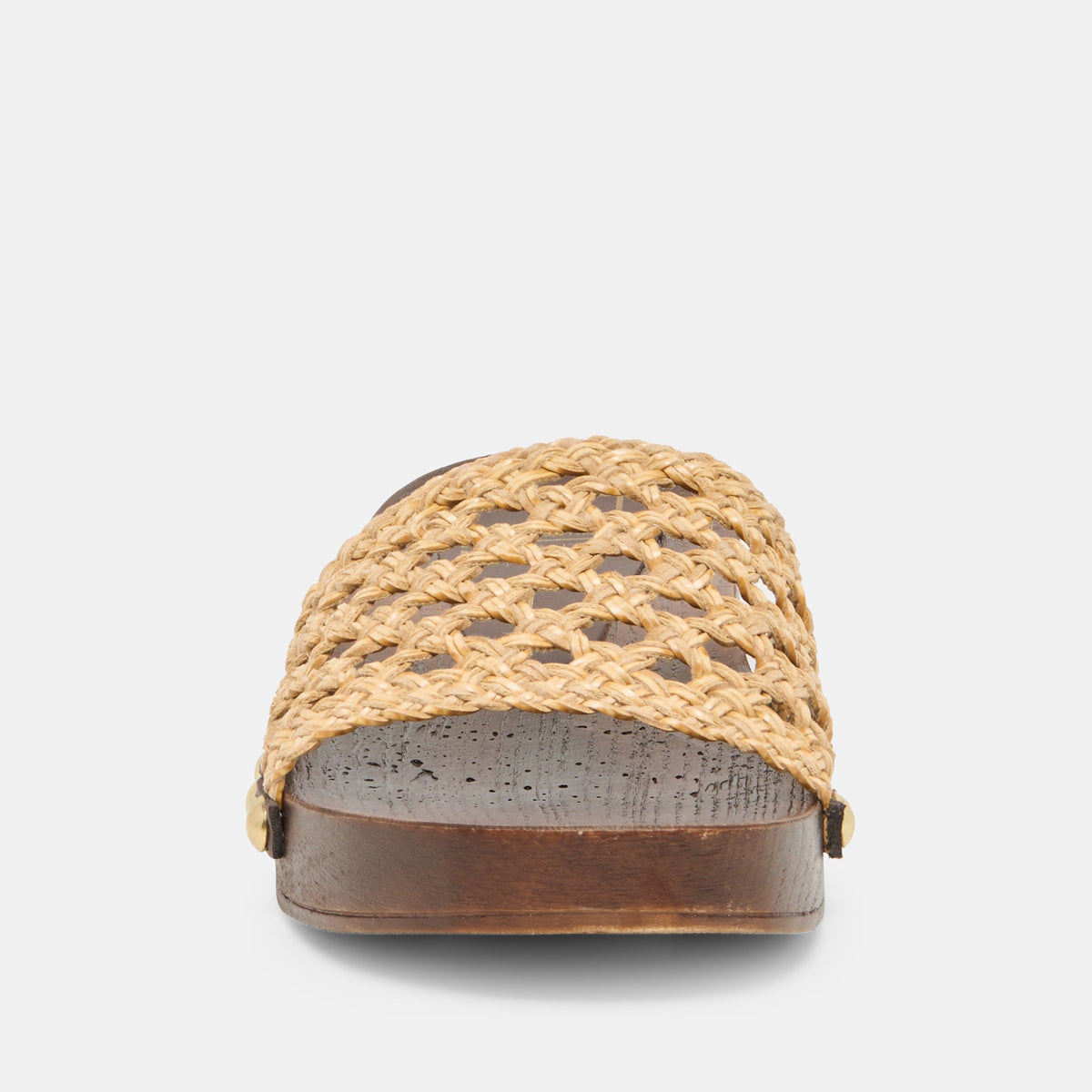 Dolce Vita SHOES SADIE Tan Raffia Wood Sole Open-Toe Sandals