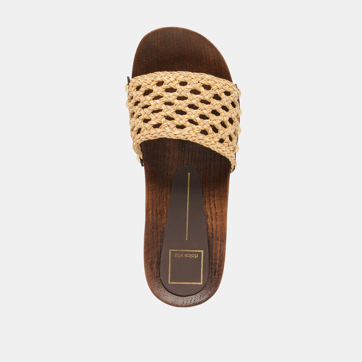 Dolce Vita SHOES SADIE Tan Raffia Wood Sole Open-Toe Sandals