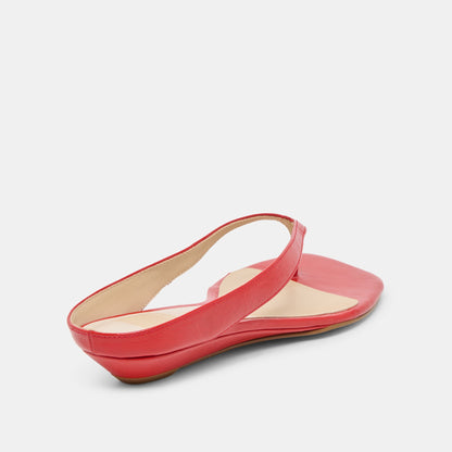Dolce Vita SHOES GIZEL Red Crinkle Patent Thong Square-Toe Sandals