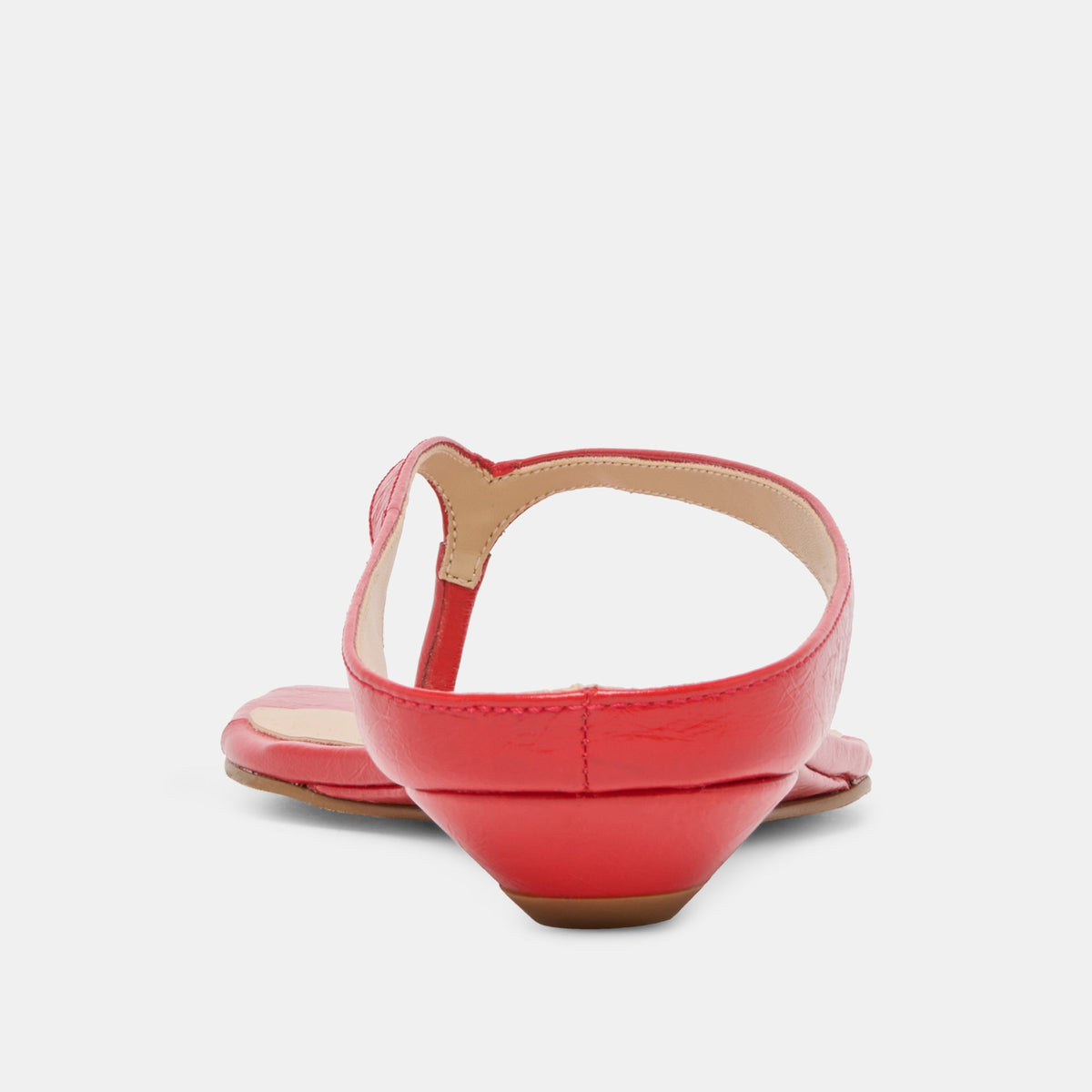 Dolce Vita SHOES GIZEL Red Crinkle Patent Thong Square-Toe Sandals