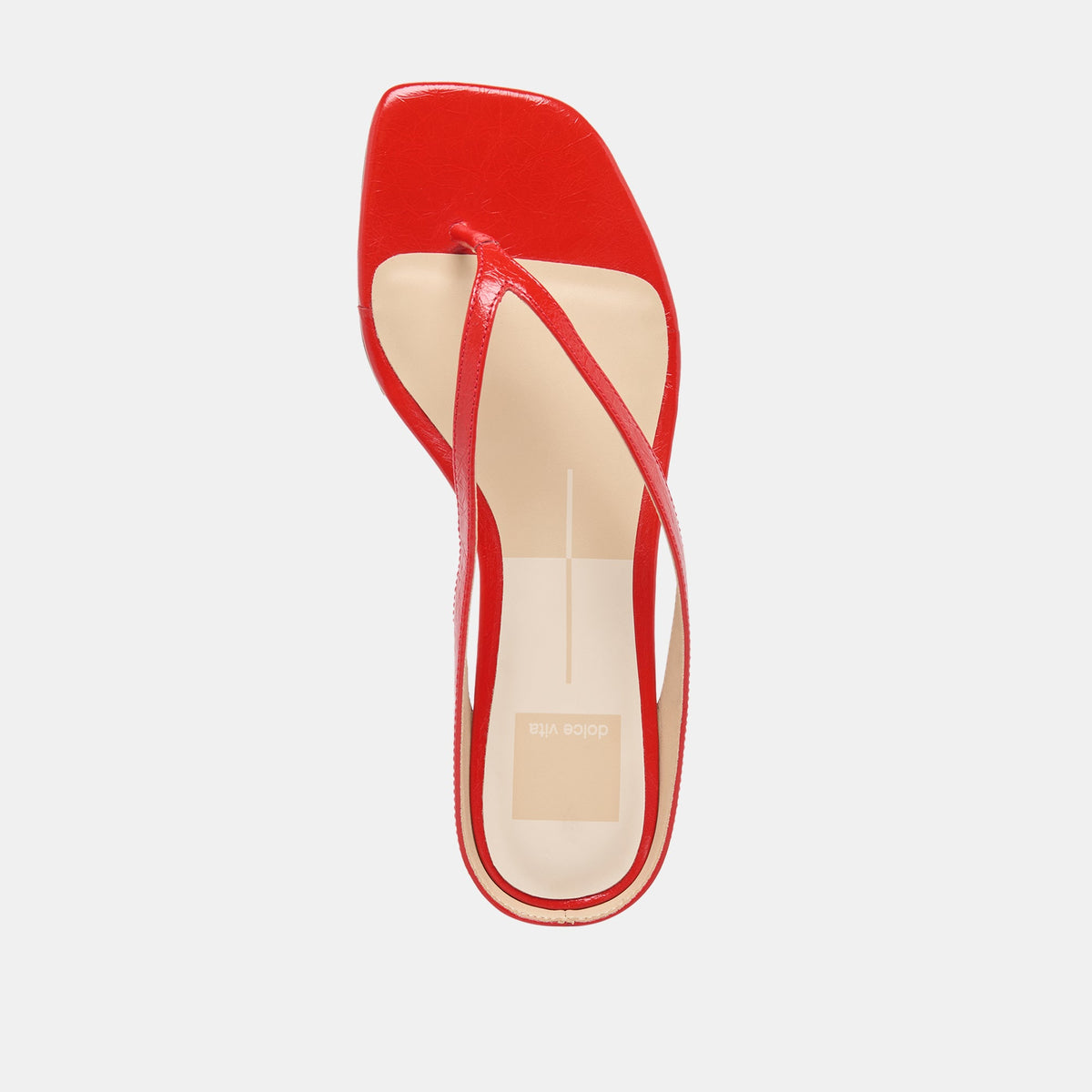 Dolce Vita SHOES GIZEL Red Crinkle Patent Thong Square-Toe Sandals