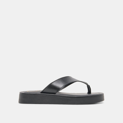 Dolce Vita SHOES BLAYZE Black Leather Platform Flip-Flop Sandals
