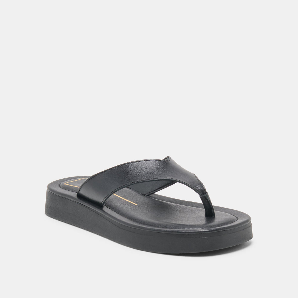 Dolce Vita SHOES BLAYZE Black Leather Platform Flip-Flop Sandals