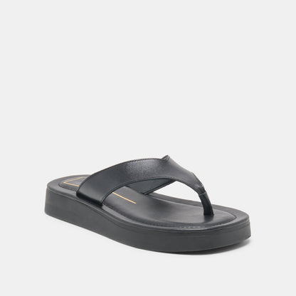Dolce Vita SHOES BLAYZE Black Leather Platform Flip-Flop Sandals