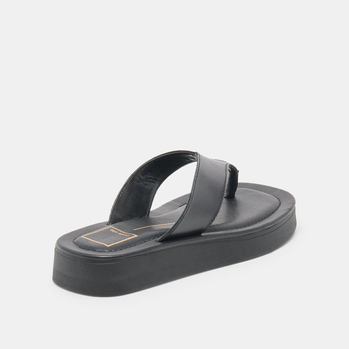 Dolce Vita SHOES BLAYZE Black Leather Platform Flip-Flop Sandals