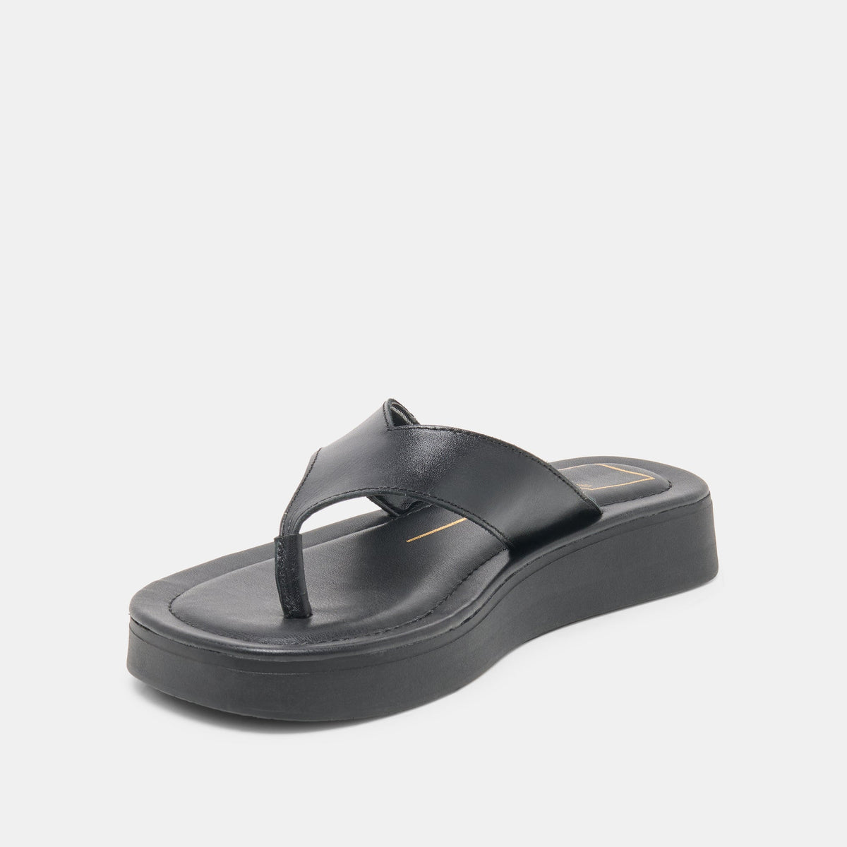 Dolce Vita SHOES BLAYZE Black Leather Platform Flip-Flop Sandals