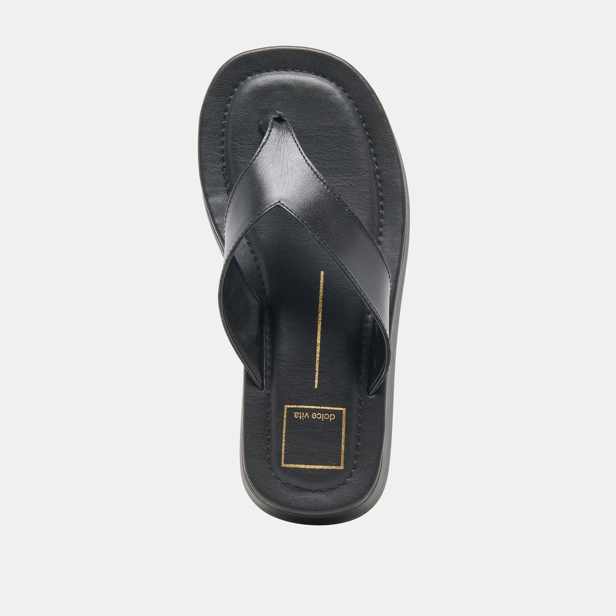 Dolce Vita SHOES BLAYZE Black Leather Platform Flip-Flop Sandals