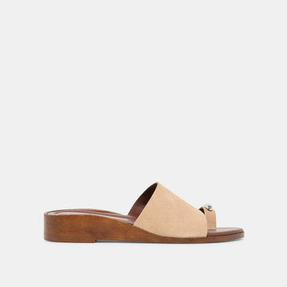 Dolce Vita SHOES MOXY Sand Suede Metal Detail Open-Toe Sandals