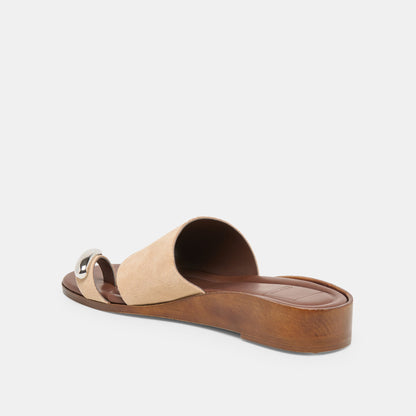 Dolce Vita SHOES MOXY Sand Suede Metal Detail Open-Toe Sandals