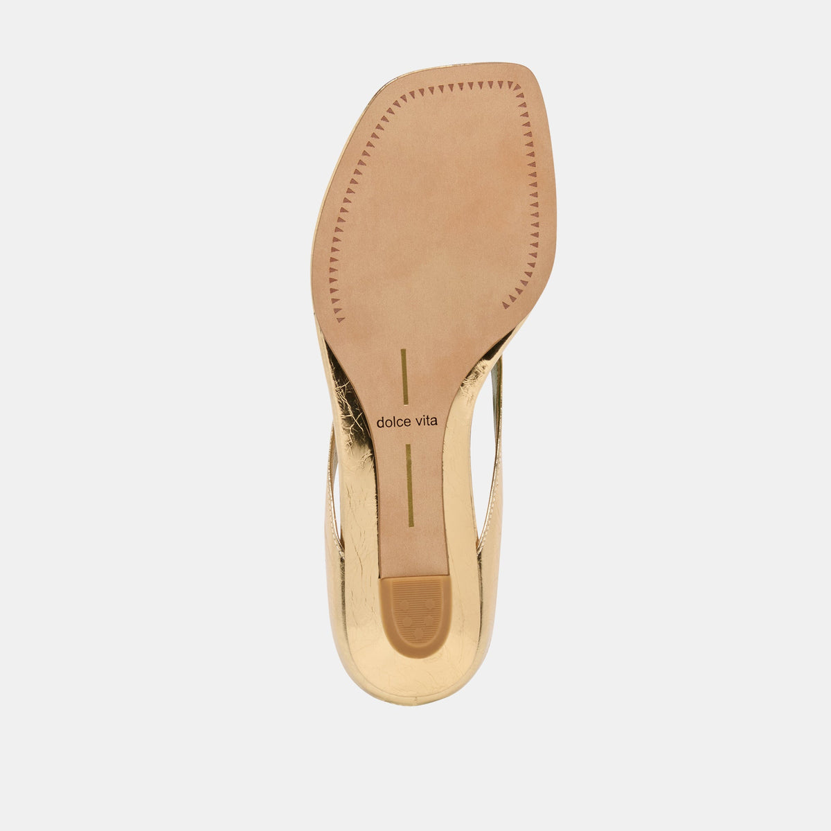 Dolce Vita SHOES GIZEL Gold Crinkle Patent Thong Square-Toe Sandals