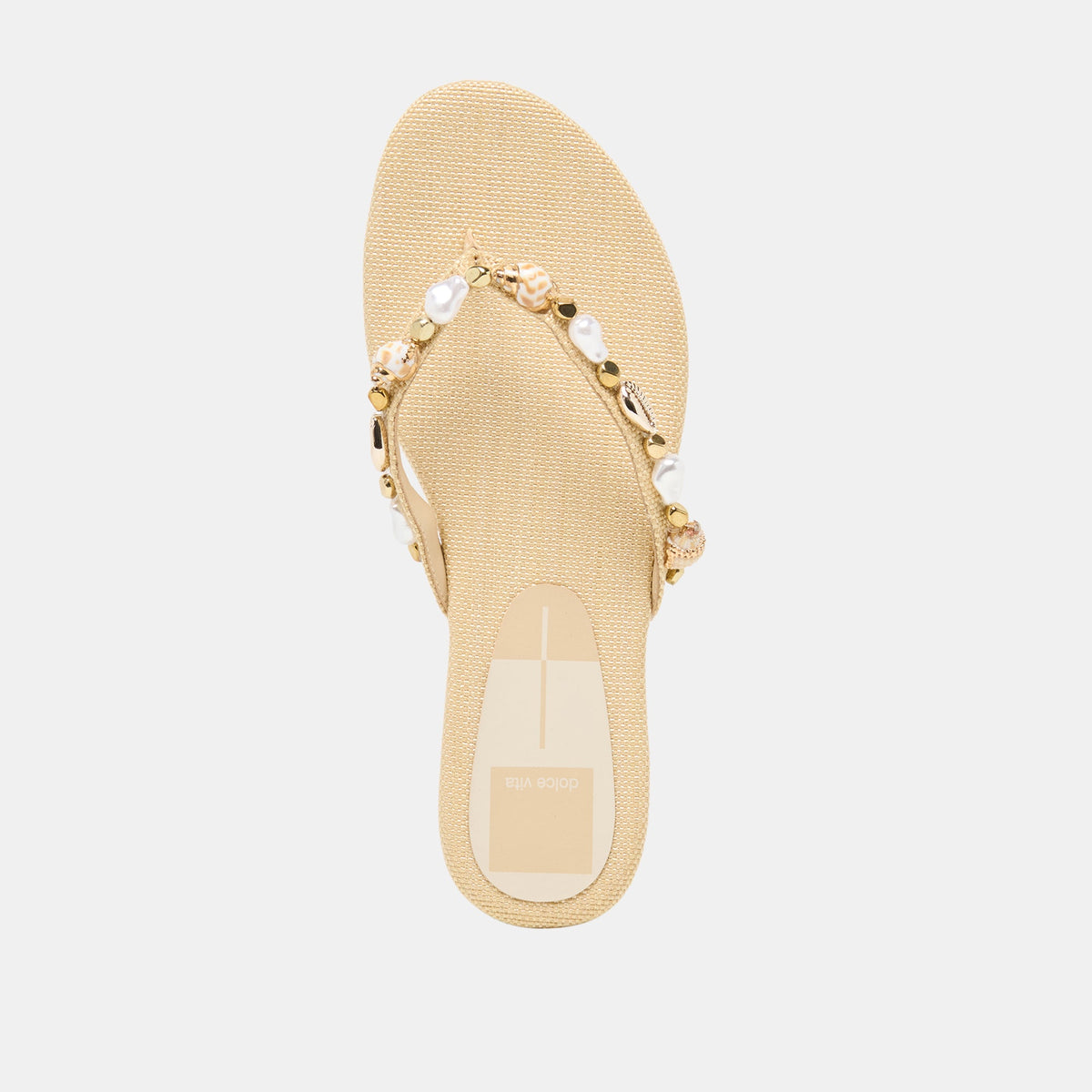 Dolce Vita SHOES KYSHA Lt Natural Raffia Shell Flip-Flop Sandals