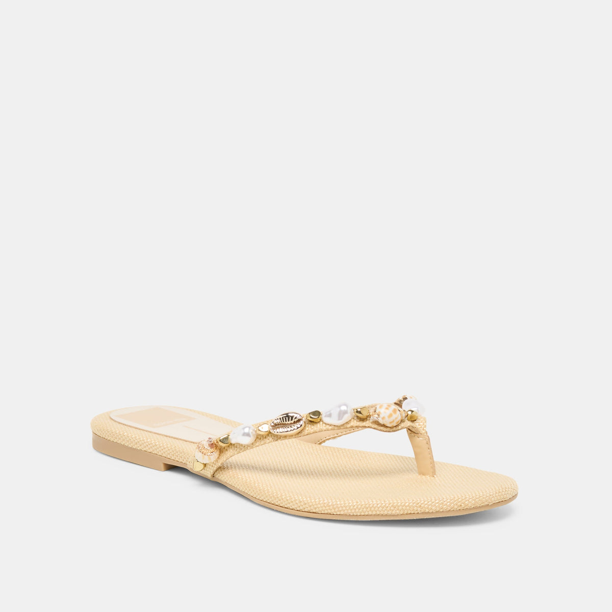 Dolce Vita SHOES KYSHA Lt Natural Raffia Shell Flip-Flop Sandals