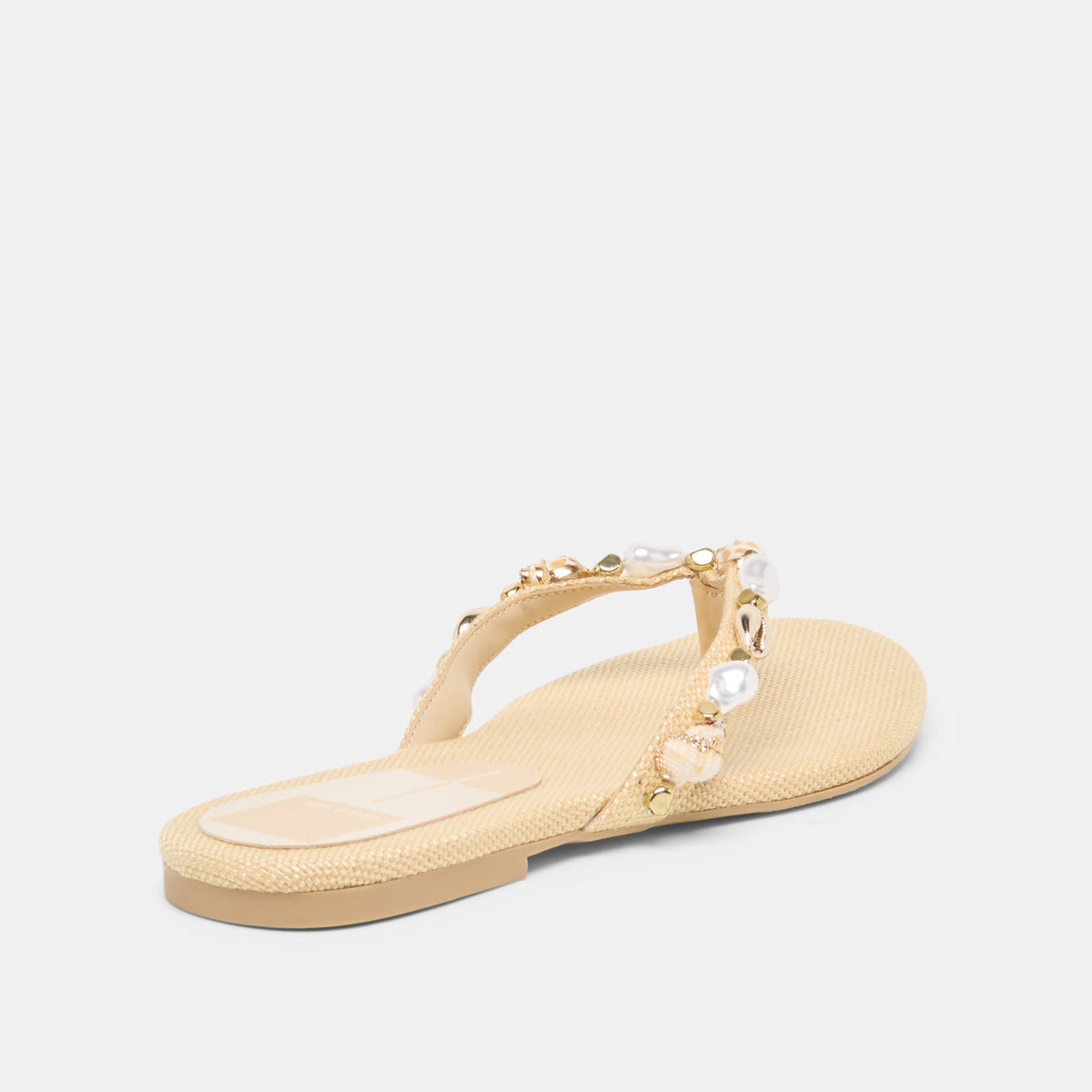 Dolce Vita SHOES KYSHA Lt Natural Raffia Shell Flip-Flop Sandals