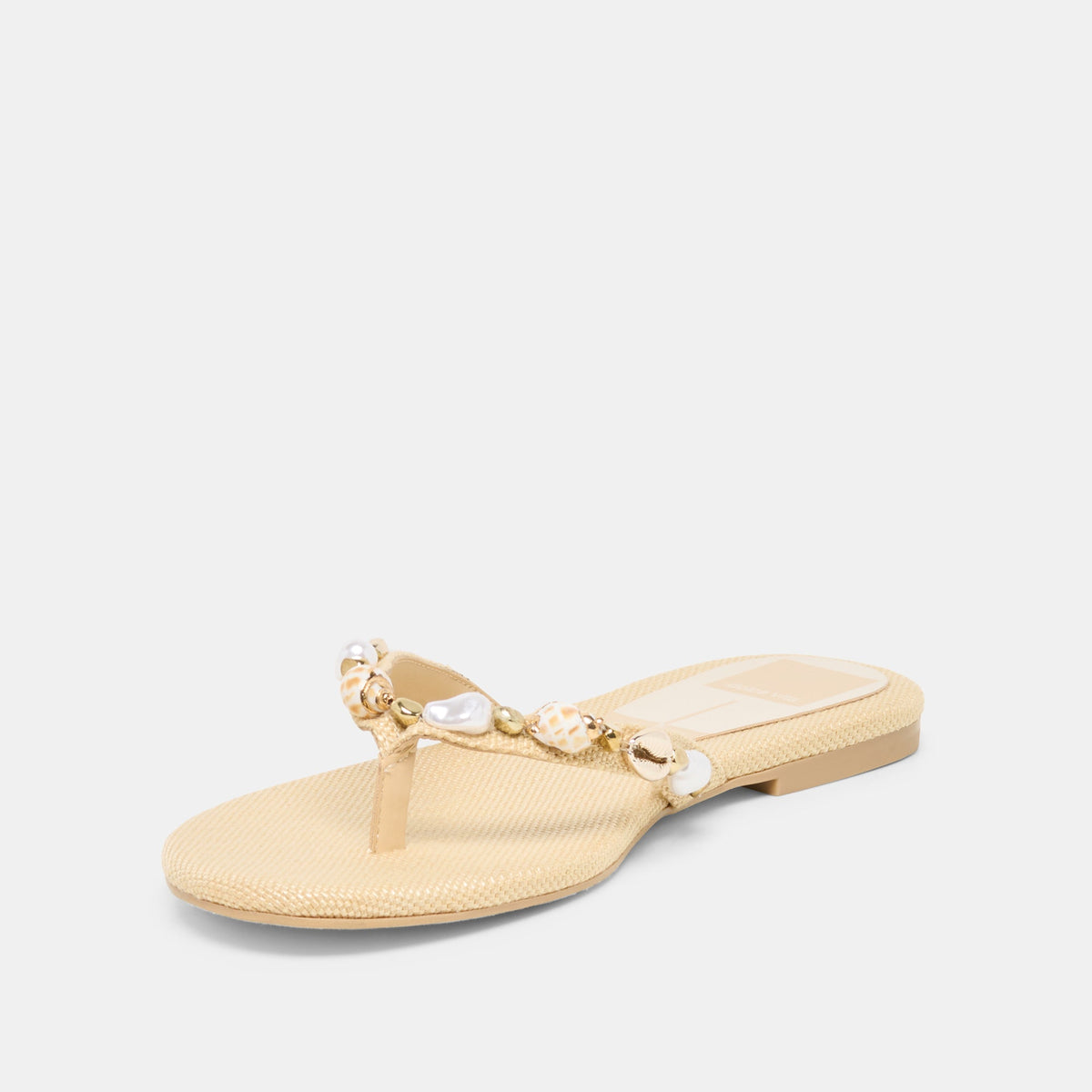 Dolce Vita SHOES KYSHA Lt Natural Raffia Shell Flip-Flop Sandals