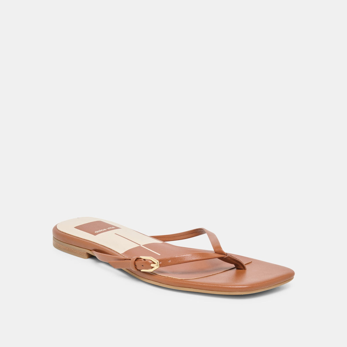 Dolce Vita SHOES MALTA Cognac Leather Buckle Flip-Flop Sandals