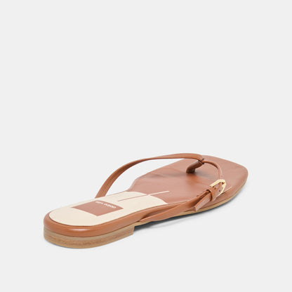 Dolce Vita SHOES MALTA Cognac Leather Buckle Flip-Flop Sandals