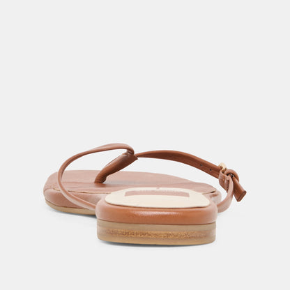 Dolce Vita SHOES MALTA Cognac Leather Buckle Flip-Flop Sandals