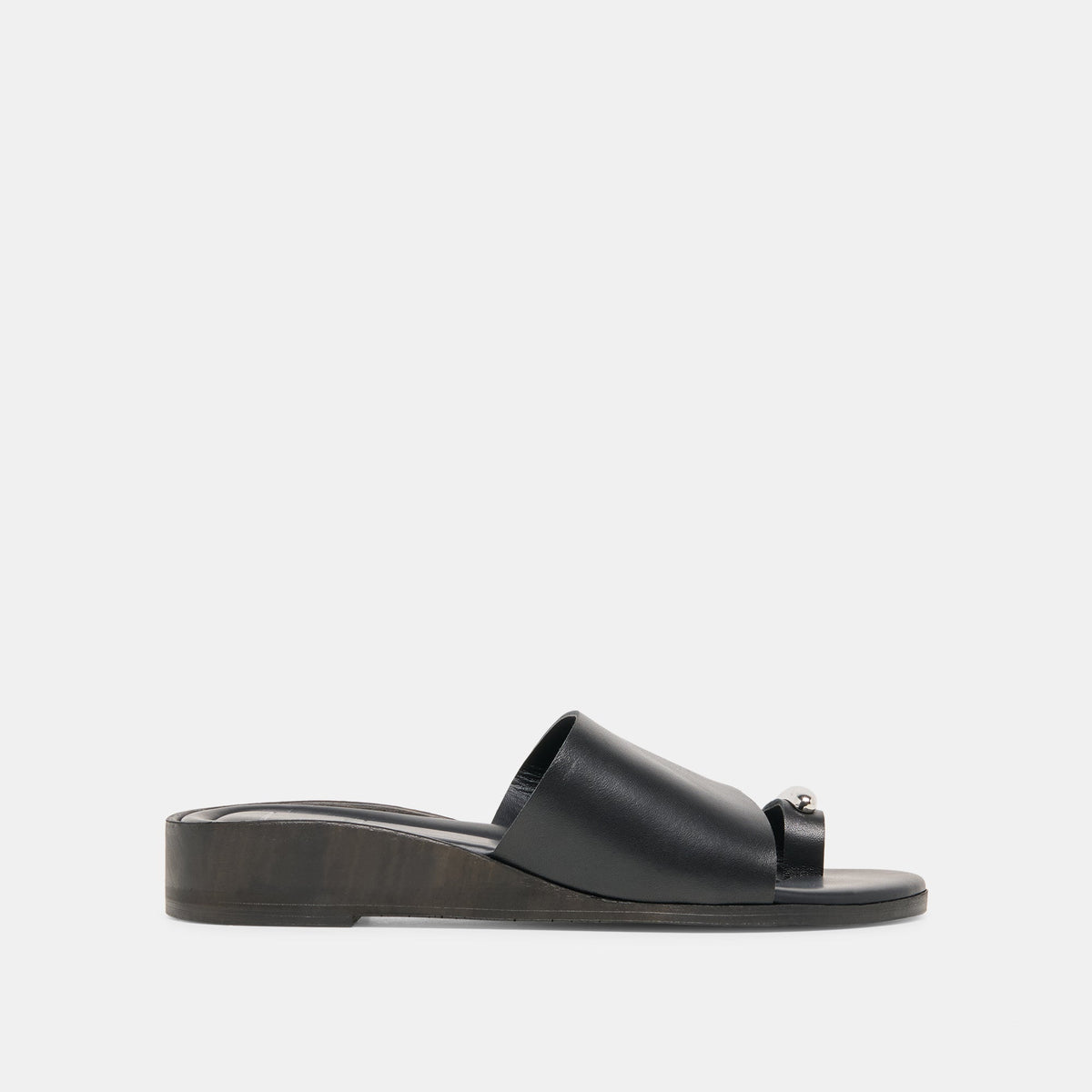 Dolce Vita SHOES MOXY Black Leather Metal Detail Open-Toe Sandals