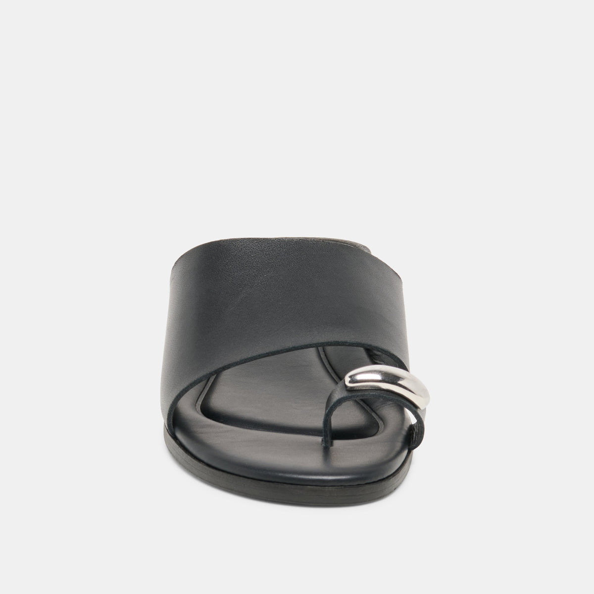 Dolce Vita SHOES MOXY Black Leather Metal Detail Open-Toe Sandals