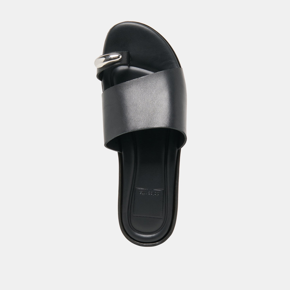 Dolce Vita SHOES MOXY Black Leather Metal Detail Open-Toe Sandals