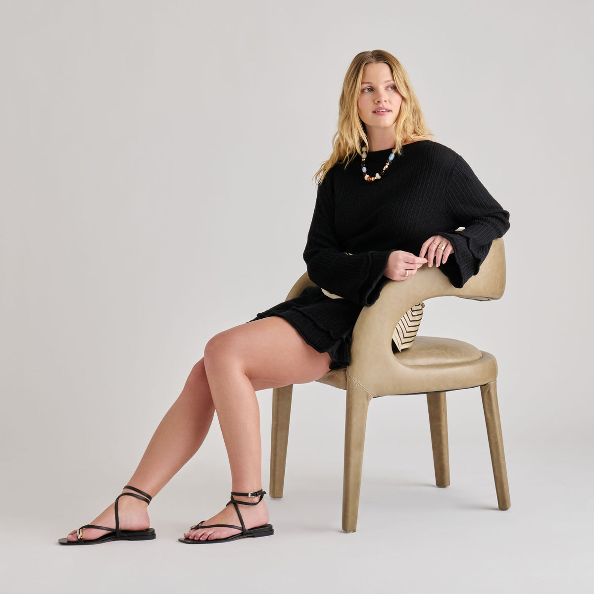 Dolce Vita SHOES Tyrice Black Leather Sandals