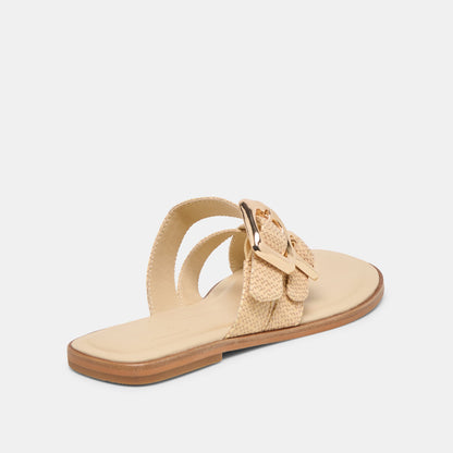 Dolce Vita SHOES SHORE Sand Raffia Flip-Flop Buckled Sandals