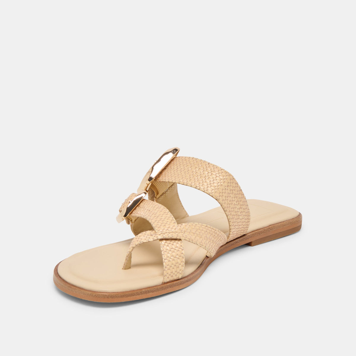 Dolce Vita SHOES SHORE Sand Raffia Flip-Flop Buckled Sandals